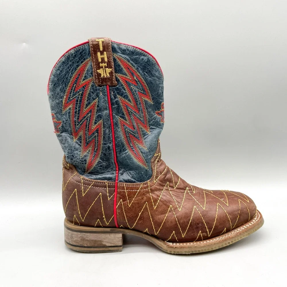 Tin Haul Kids 3 Lightning Fast Boys Western Cowboy Boots Brown Leather